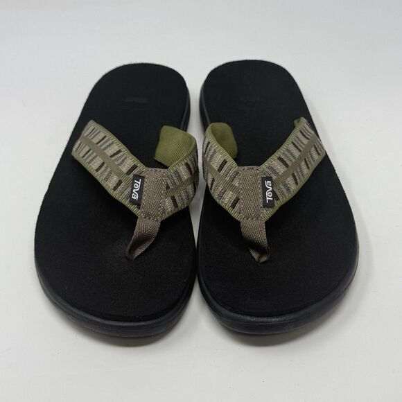 Teva Voya Flip Flops Mens 7 Olive Green Brown Comfort Cushioned Sandals - Picture 5 of 15